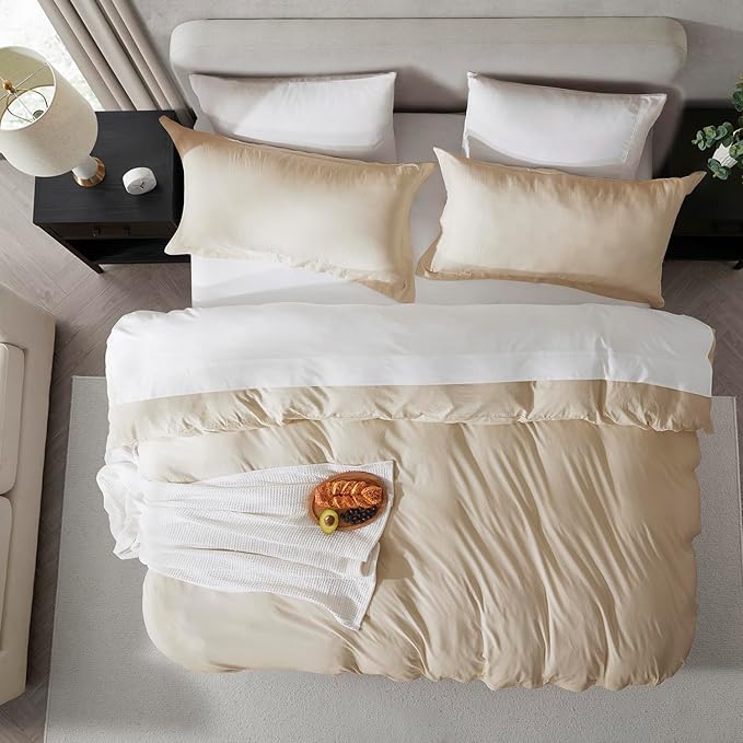 Nestl Beige Cream Duvet Cover Queen Size - Image 5