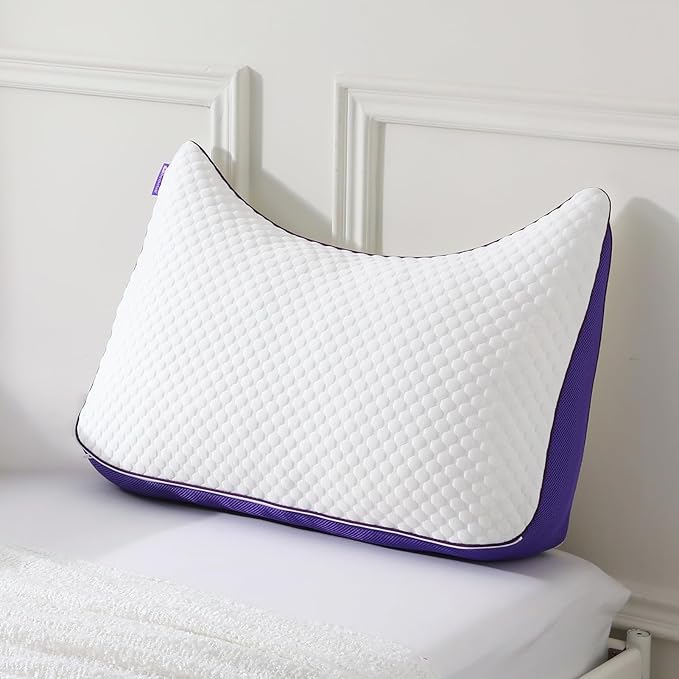 HOMELAB Adjustable Crescent Shredded Memory Foam Pillows King Size, Cooling Bed by HOMELAB