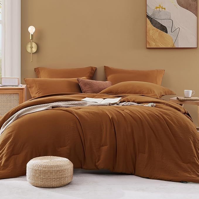 WRENSONGE Twin Comforter Set- 5 Pieces Terracotta Bed in a Bag, All Season Twin by WRENSONGE