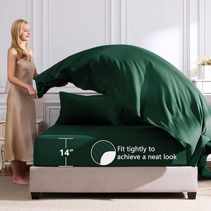 CozyLux Oversized Queen Comforter Set Emerald Green, 7 Pieces Bed in a Bag - Image 5