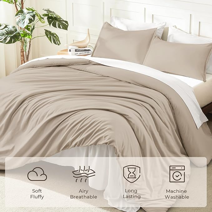 Litanika Oversized King Comforters Khaki Super King Size, 3 Pieces Lightweight - Image 3