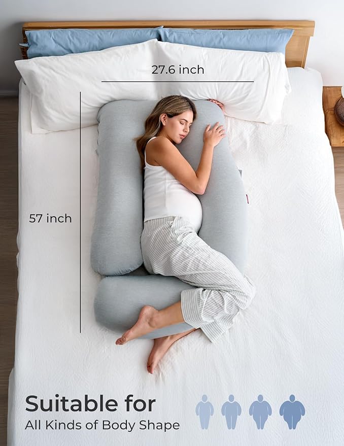 Momcozy Pregnancy Pillows with Cooling Cover, U-Shaped Full Body Maternity - Image 8