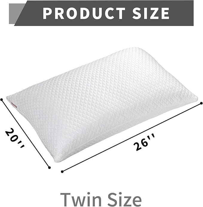 Cooling Pillow for Sleeping Twin Size Set of 2, Shredded Memory Foam Pillows - Image 4