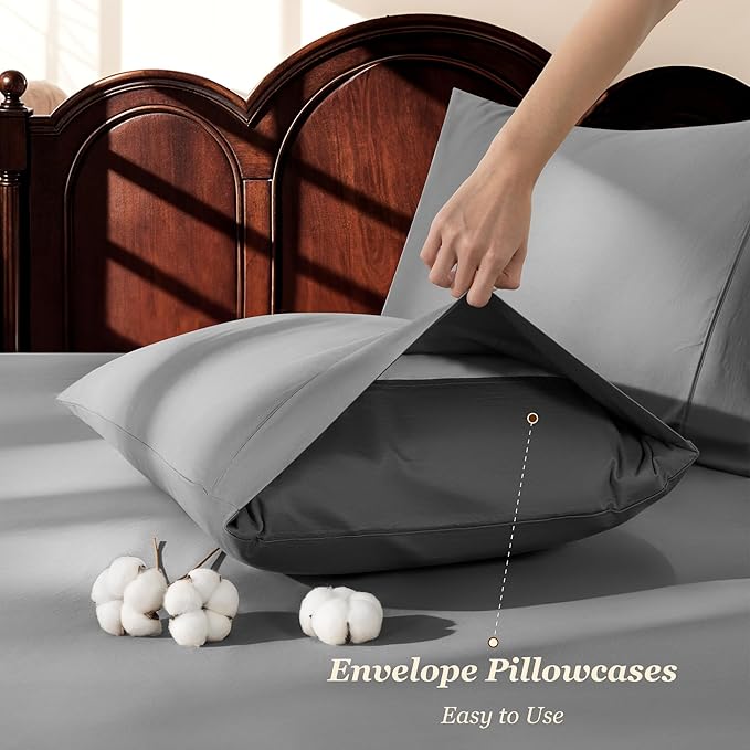 LBRO2M 1000 Thread Count 100% Cotton Sheets Set, California King Size Bed Sheet - Image 6