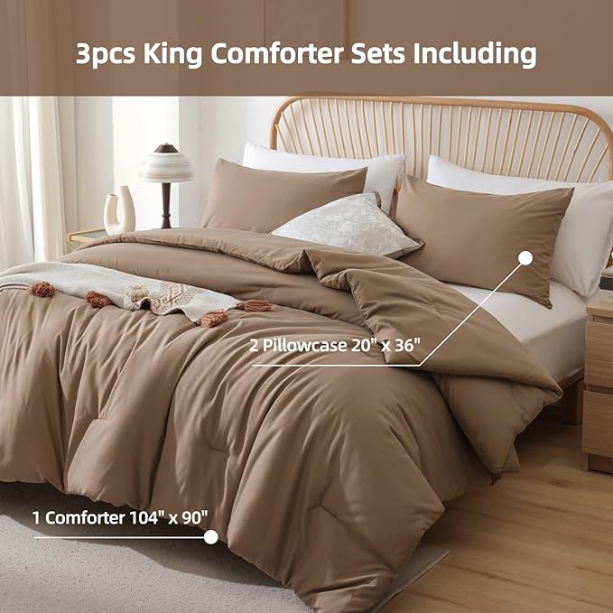 ROSGONIA Oversized Queen Comforter Dark Khaki - Image 3