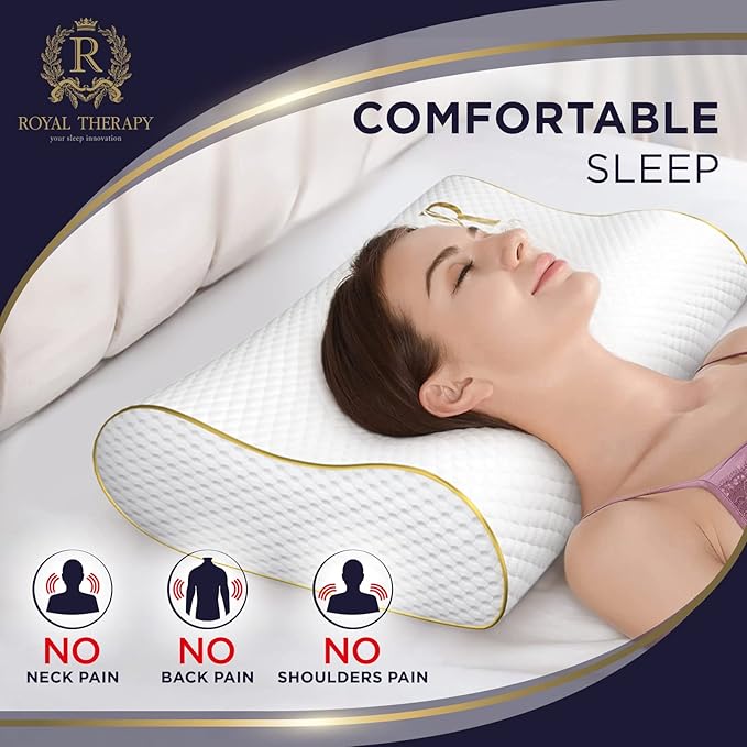 Royal Therapy 2-Pack Queen Memory Foam Pillow, Queen Contour, Orthopedic Pillow - Image 4