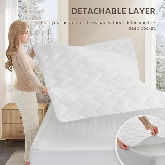 Bwarm Premium Multi-Zone Electric Heated Mattress Pad King Size, Dual - Image 7