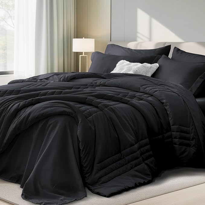 Queen Comforter Set Black by Velorose