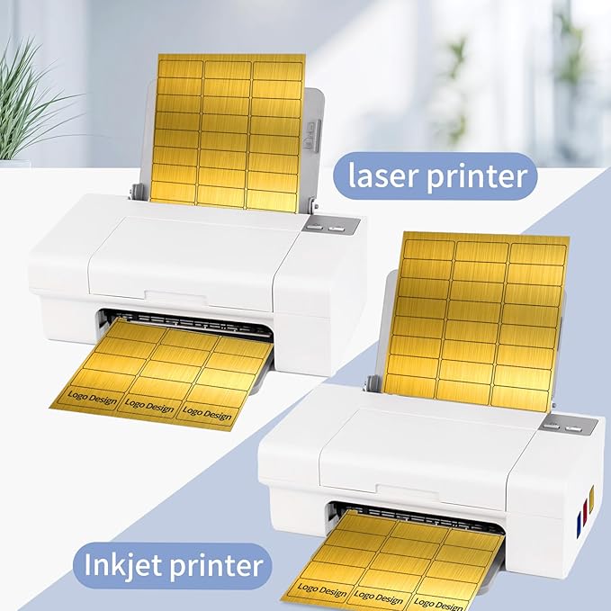 1" x 2-5/8" Address Labels- Gold Shipping Labels Stickers/Mailing Labe Stickers for Laser/Inkjet Printer, Matte- Permanent Adhesive Sticker-DeskoryOffice