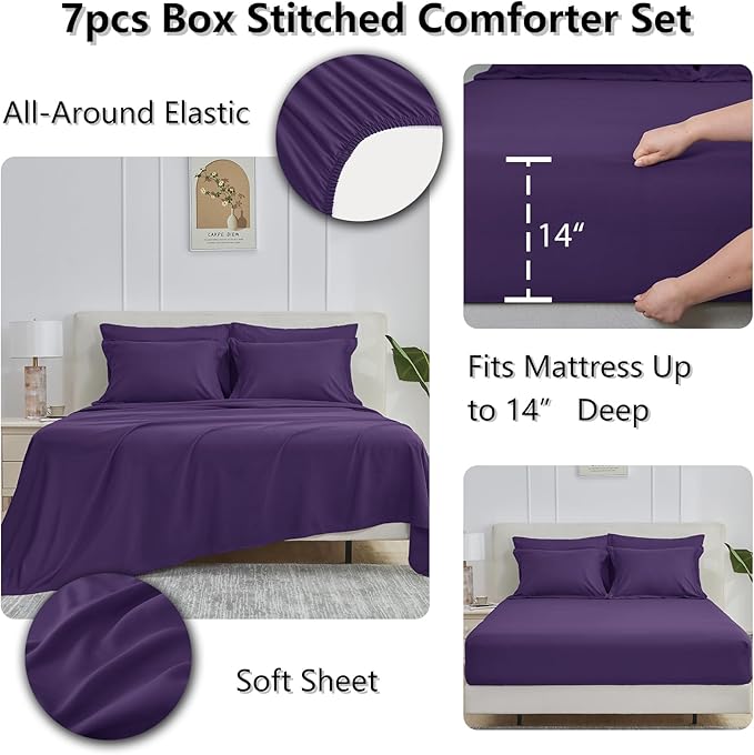 CozyLux King Size Comforter Set Purple - Image 6