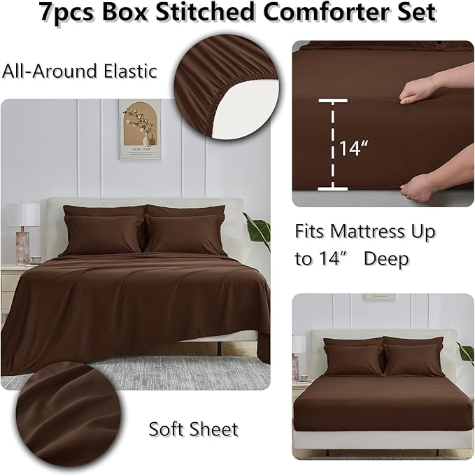 CozyLux King Size Comforter Set Brown - Image 4