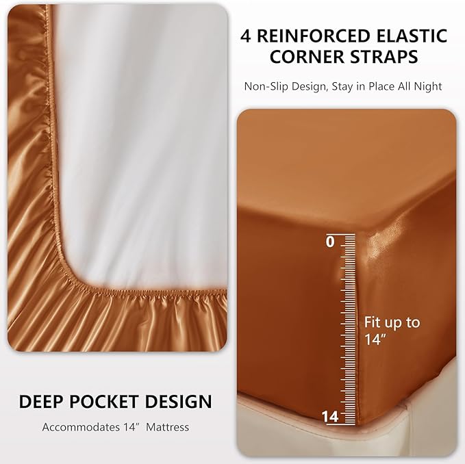 CozyLux Satin Sheets King Size Sheet Set - Image 4