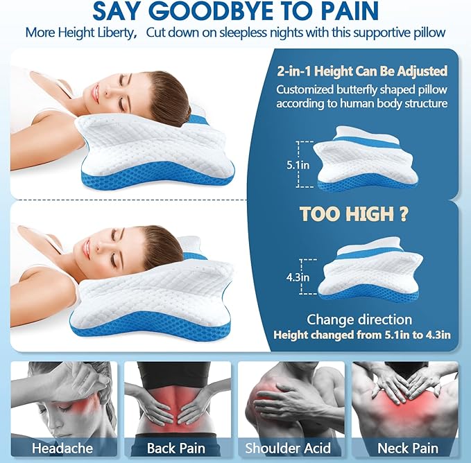 CHxxy Cervical Neck Pillow for Pain Relief Sleeping, Memory Foam Pillows - Image 2