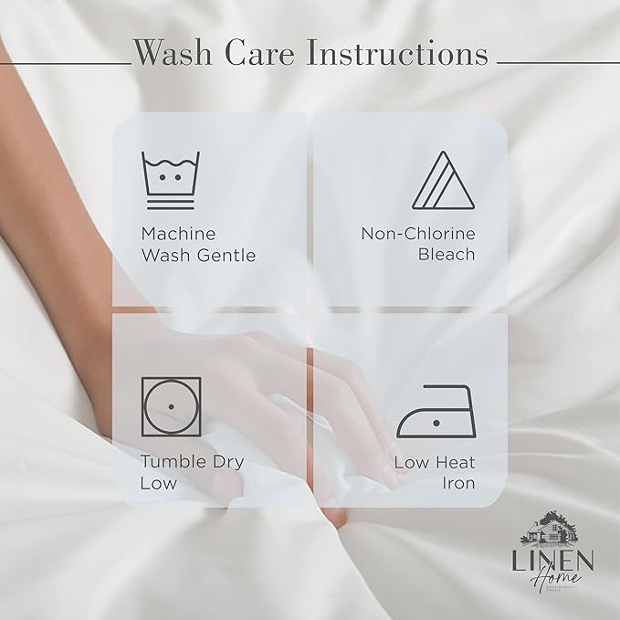 Linen Home 100% Cotton Percale Sheets Full Size, Deep Pocket, 4 Pieces Set - Image 5