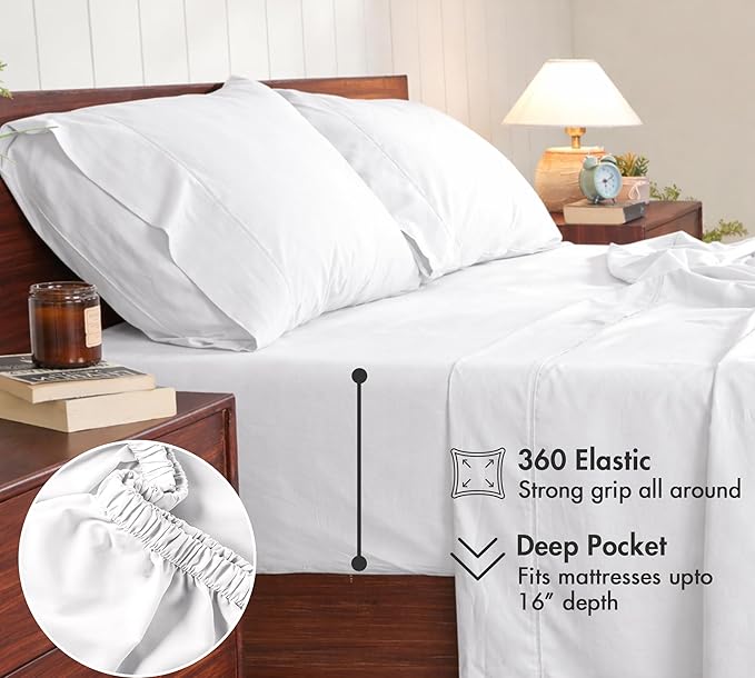 RUVANTI 100% Cotton Sheets – Full Size Percale Bedding, Cooling & Breathable - Image 6