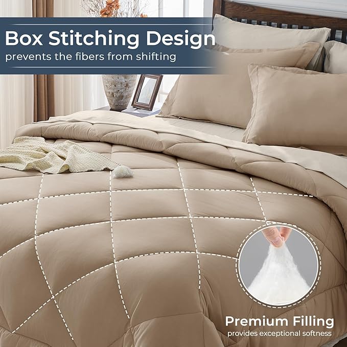 HEVUMYI Khaki & Linen Twin-XL Comforter Set - Image 4