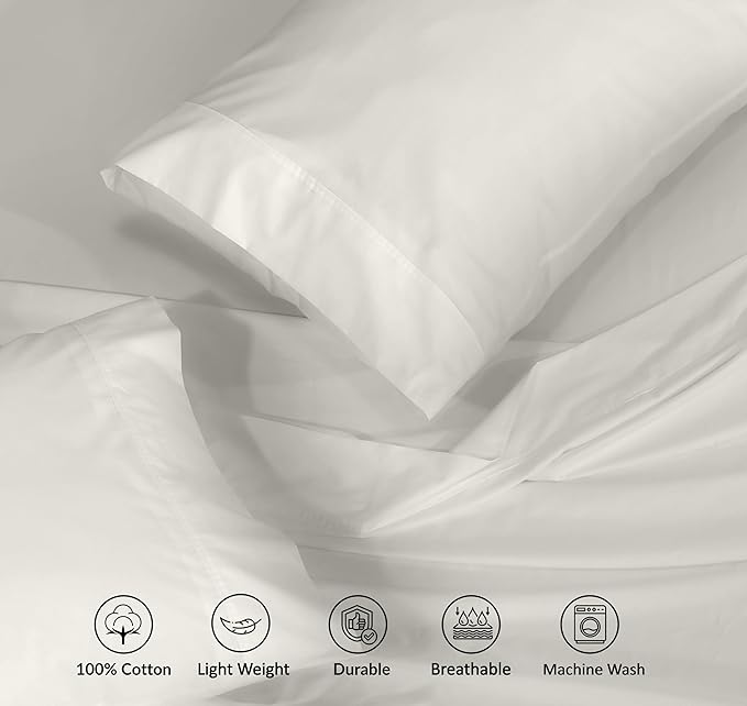 RUVANTI 100% Cotton Sheets – King Size Percale Bedding, Cooling & Breathable - Image 4