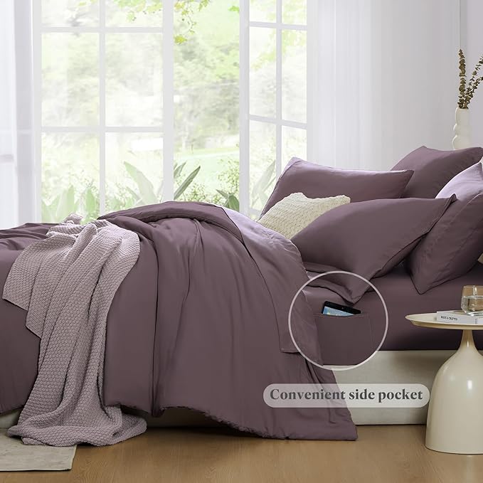 WRENSONGE California King Size Comforter Set- 7 Pieces Artic Plum Bed in a Bag - Image 4