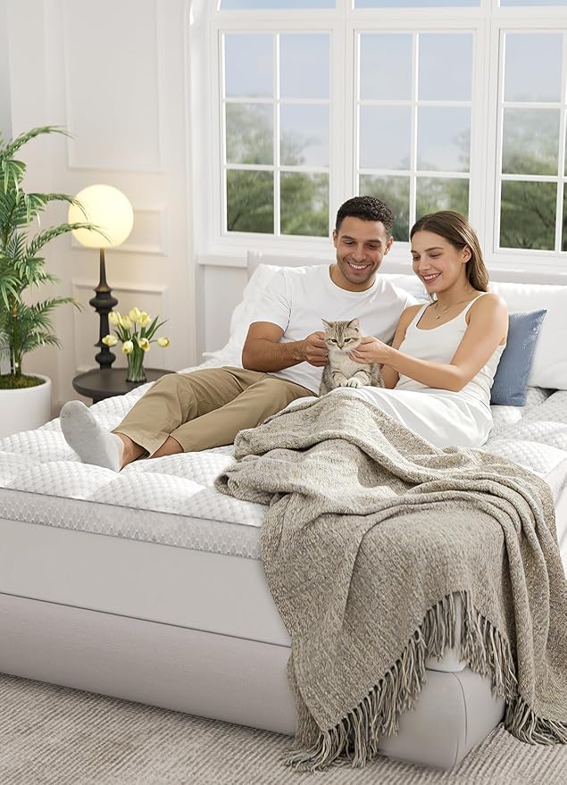 BEDELITE Queen Mattress Topper 3 Inch Thick Mattress Pad, Plush Pillow Top Bed - Image 8