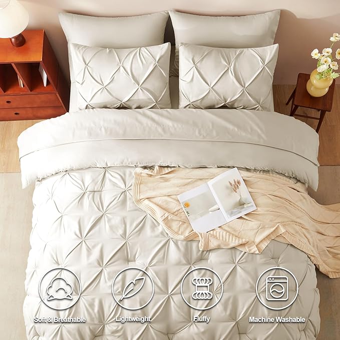 CozyLux California King Comforter Set Beige - Image 2
