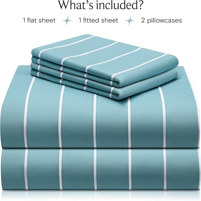 LuxClub 4 PC Cal King Size Sheet Set, Breathable Luxury Bed Sheets, Deep - Image 2