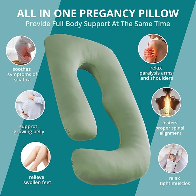 Sasttie Pregnancy Pillows for Sleeping, U Shaped Cooling Full Body Pillow - Image 7
