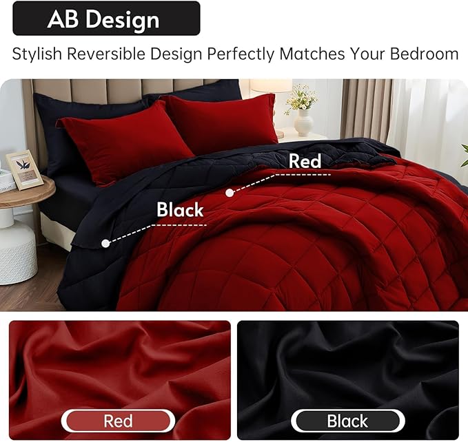 MUXHOMO 7 Pieces California King Comforter Set, Reversible Bed in a Bag Cal - Image 3