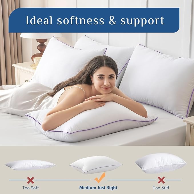 JOLLYVOGUE Bed Pillows Standard/Full Size Set of 2, Washable Supportive Bed - Image 5