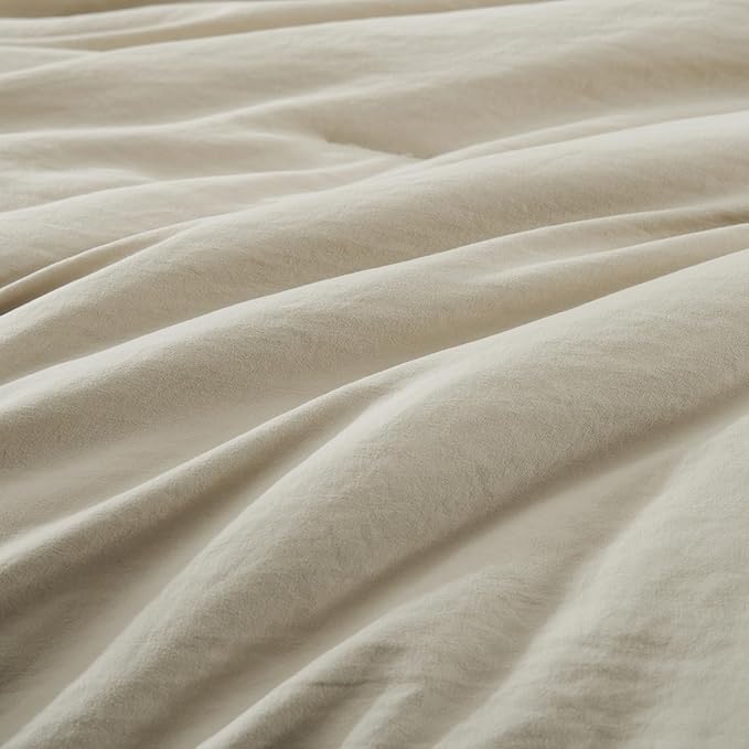 WRENSONGE Light Oatmeal Queen Comforter Set, 7 Pieces Soft Microfiber - Image 4