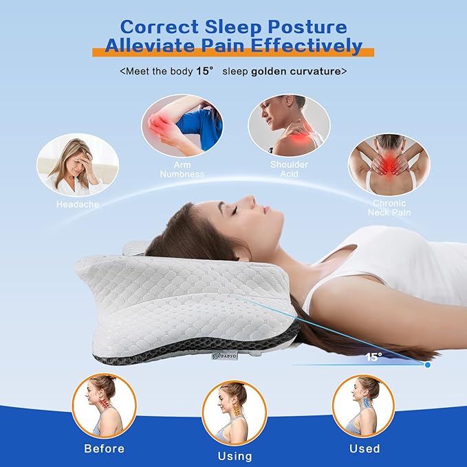 Pain Relief Cervical Pillow for Neck Support, Adjustable Ergonomic Pillow Cozy - Image 3
