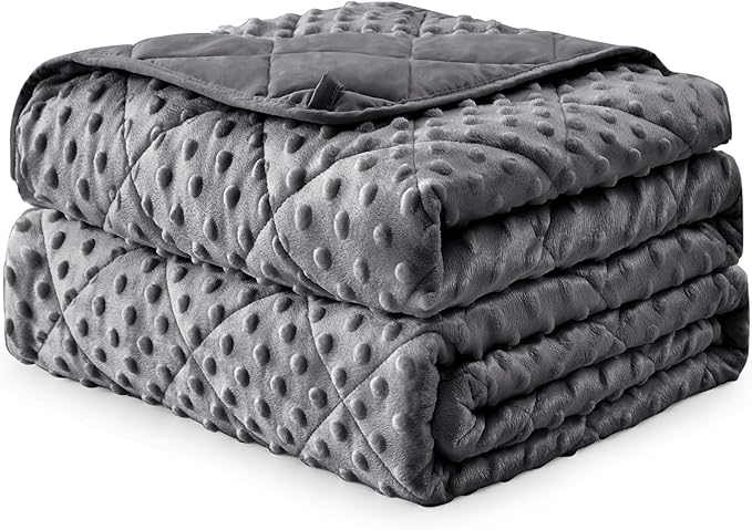 Grey Weighted Blanket for Adults 12lbs, Twin Full Size Cooling Minky Heavy - Image 9