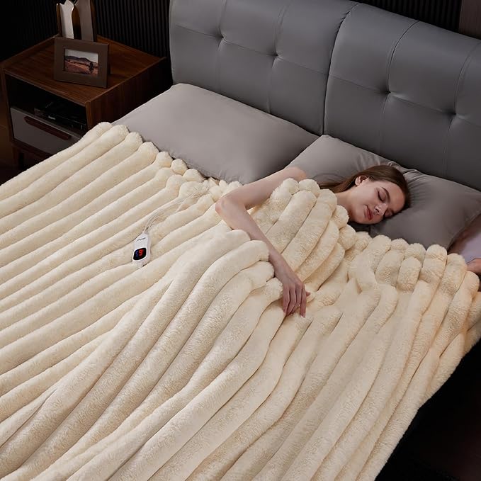 Heated Blanket Full Size, Faux Fur Cozy Heating Blanket - Image 6