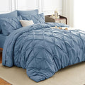 HIMEET Pintuck Bed in a Bag, 7 Pieces California King Comforter Set Grayish Blue by Unknown