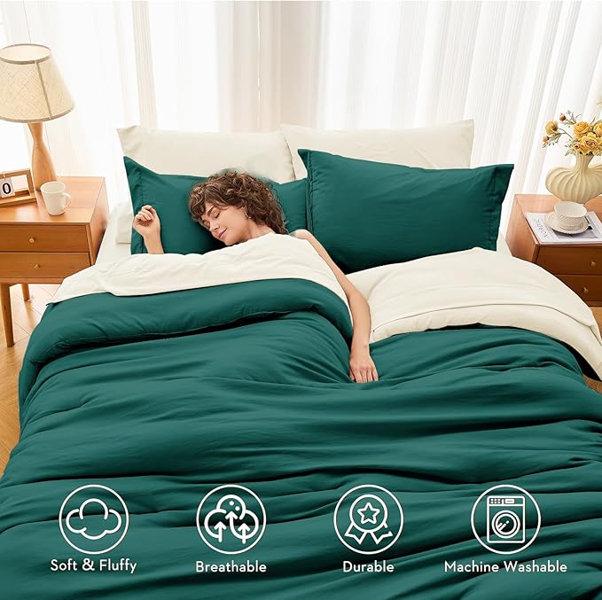 MUXHOMO 7 Pieces Full Comforter Set, Soft Bed in a Bag Full Size, All Season - Image 2