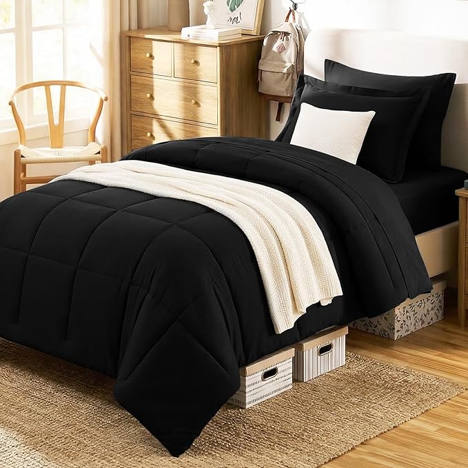 CozyLux Twin XL Comforter Set Black by CozyLux