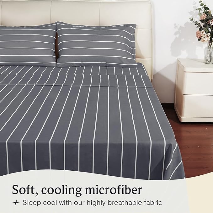 LuxClub 4 PC Cal King Size Sheet Set, Breathable Luxury Bed Sheets, Deep - Image 3