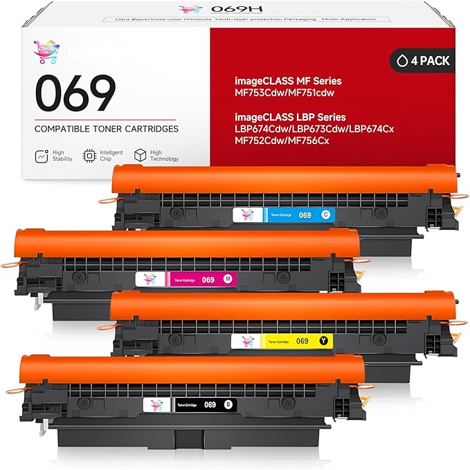 069 Toner Cartridge Set Replacement for Canon 069 Toner Cartridge 4 Pack Works for Canon Color ImageCLASS Mf753cdw MF751Cdw MF752Cdw LBP674Cdw MF752Cdw MF756Cx LBP673Cdw Printer (BK, C, Y, M)-DeskoryOffice