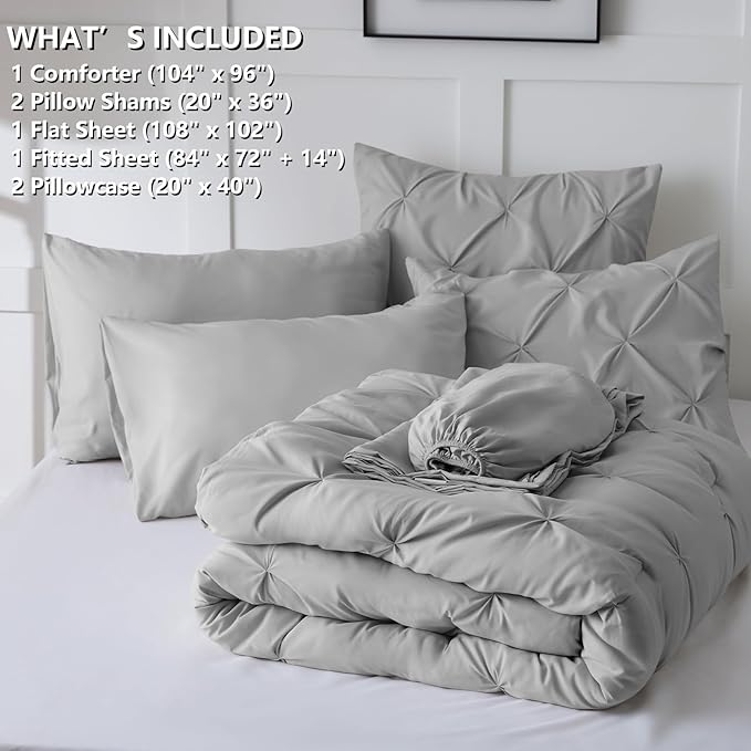 CozyLux California King Comforter Set Light Grey - Image 7