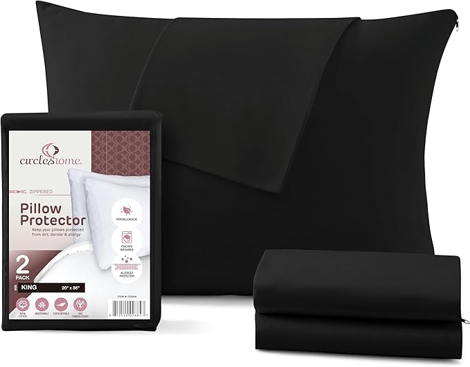 CirclesHome Pillow Protectors 2 Pack King Zippered by CirclesHome