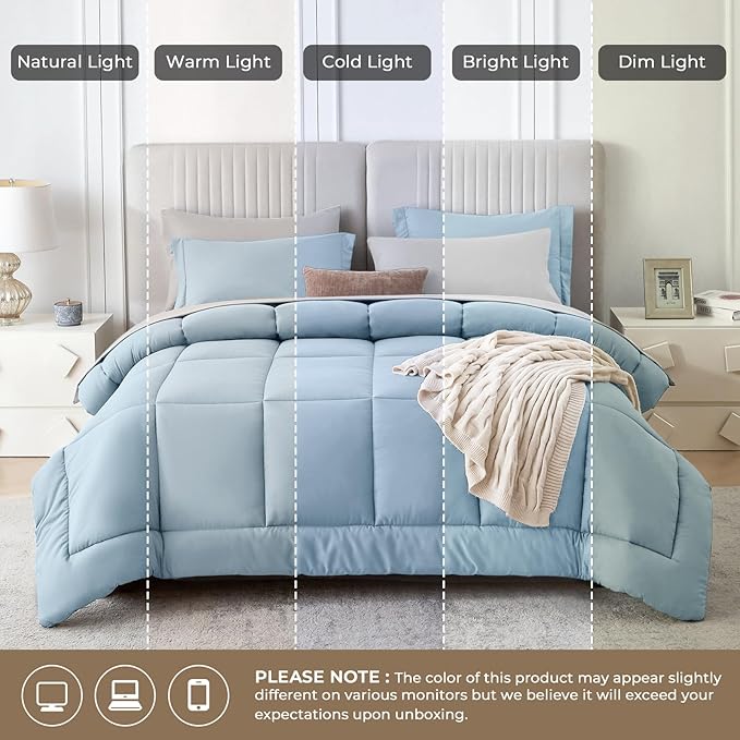 Sasttie Twin Comforter Set, 5 Pieces Reversible Bed in a Bag Twin, Complete - Image 8