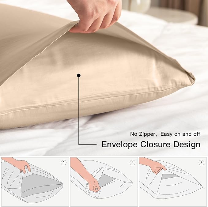 100% Cotton King Pillowcases Set of 2, Deep Dream 600 Thread Count Pillow Cases - Image 3