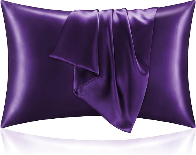 BEDELITE Satin Pillowcase with Zipper, Plum Purple Pillow Cases Queen Size Set by BEDELITE