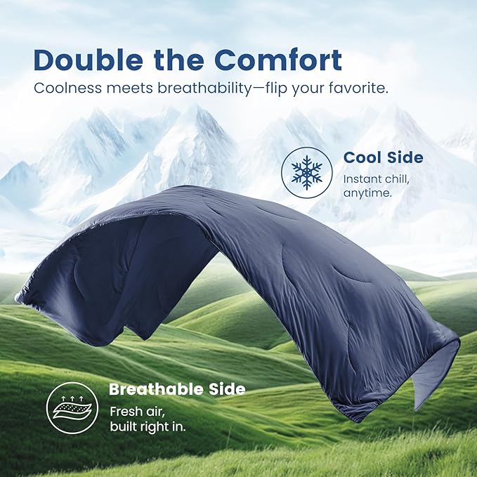 Cozy Bliss Cooling Comforter Twin Size, Reversible Lightweight Cooling Blankets - Image 9