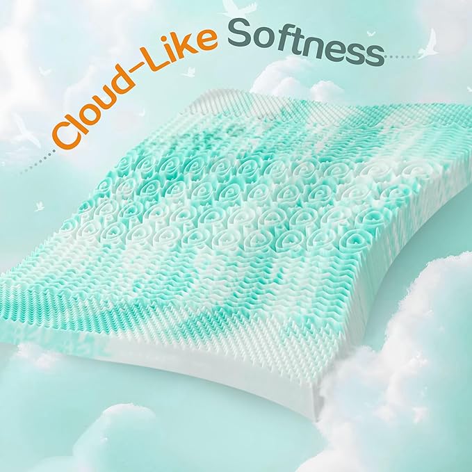 SINWEEK 1.5 Inch Mattress Topper 5-Zone Memory Foam Mattress Topper Pressure - Image 6