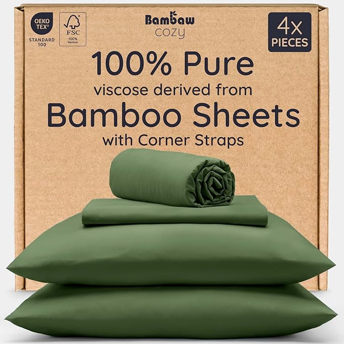 Bambaw 100% Viscose Derived from Bamboo Sheets King Size Set – 4pcs Cooling by Bambaw