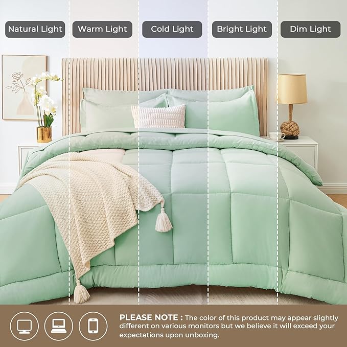 Sasttie Queen Comforter Set, 7 Pieces Bed in a Bag Queen, Complete Bedding Set - Image 8