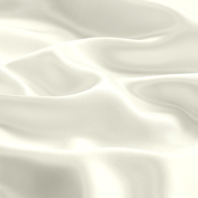 BEDELITE Satin Pillowcase with Zipper, Ivory Pillow Cases Queen Size Set of 2 - Image 3