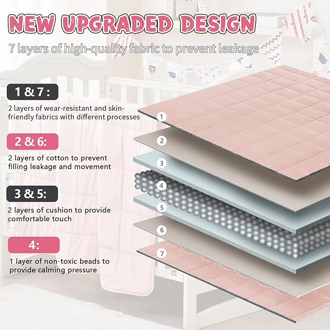 Pink Weighted Blanket Kids 10lbs, Twin Size Cooling Heavy Throw Blanket - Image 6