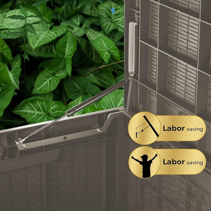 100 Gallon Lockable Resin Deck Box, Waterproof & UV-Resistant Outdoor Storage Box for Outdoor Cushion Storage, Garden Tools & Pool Accessories Storage, Gray-DeskoryOffice