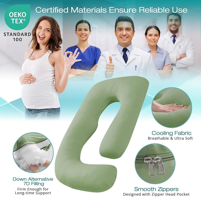Sasttie Pregnancy Pillows for Sleeping, U Shaped Cooling Full Body Pillow - Image 3